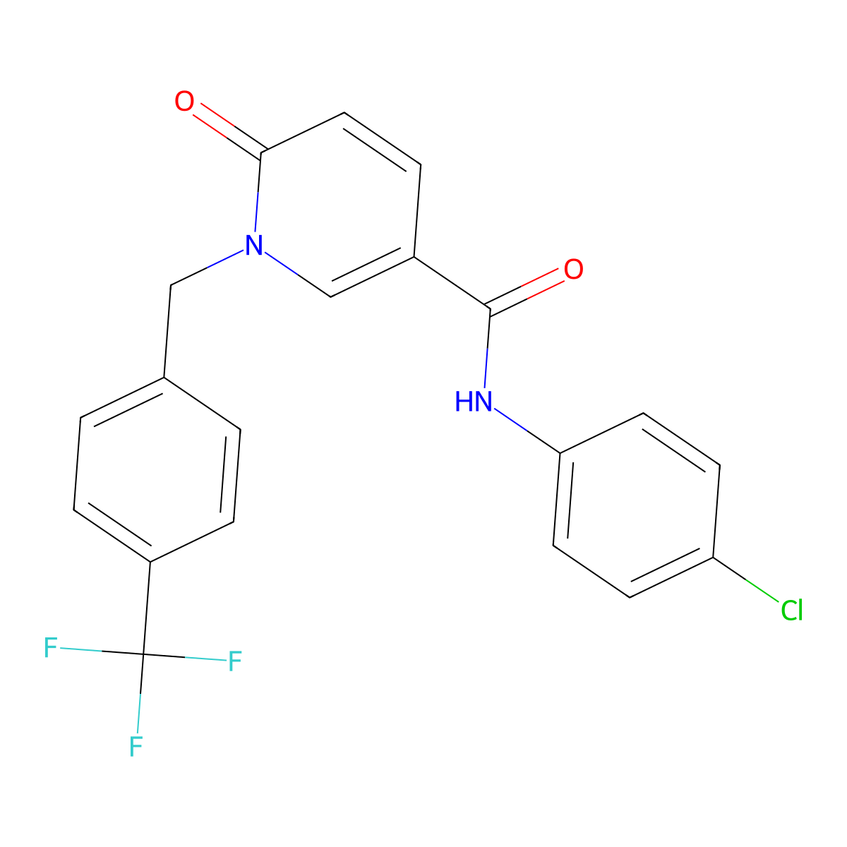 N-(4-Chlorophenyl)-6-oxo-1-(4-(trifluoromethyl)benzyl)-1,6-dihydro-3-pyridinecarboxamide molecular structure, CAS 339008-67-2