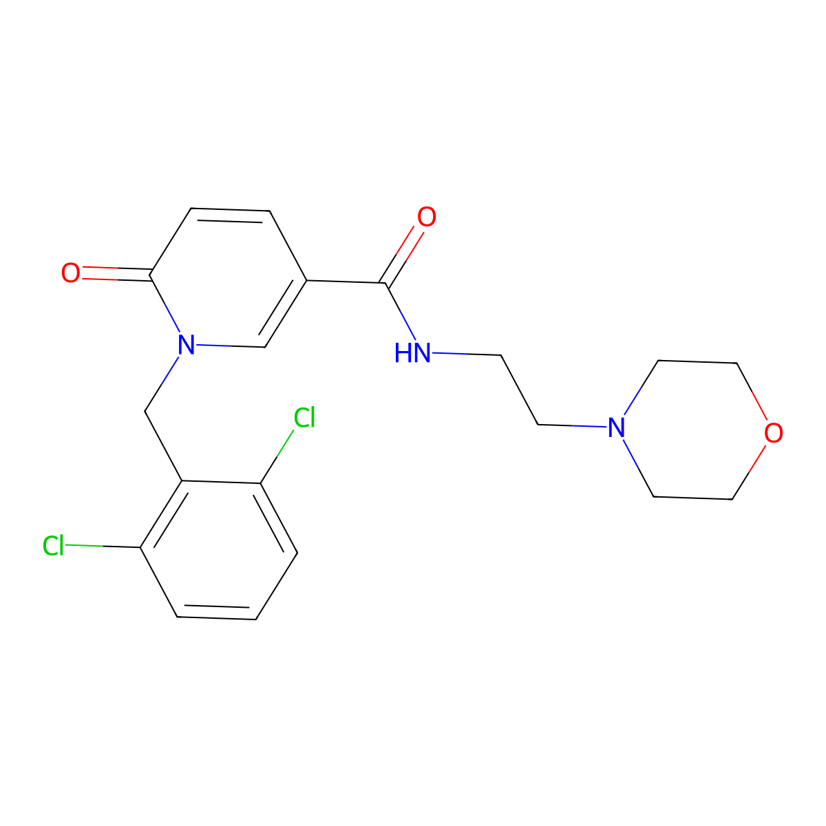 1-[(2,6-dichlorophenyl)methyl]-N-(2-morpholin-4-ylethyl)-6-oxopyridine-3-carboxamide molecular structure, CAS 339008-68-3