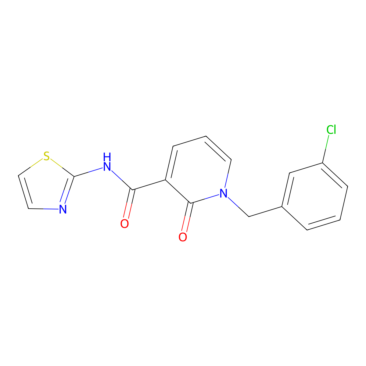 1-[(3-chlorophenyl)methyl]-2-oxo-N-(1,3-thiazol-2-yl)pyridine-3-carboxamide molecular structure, CAS 339008-72-9