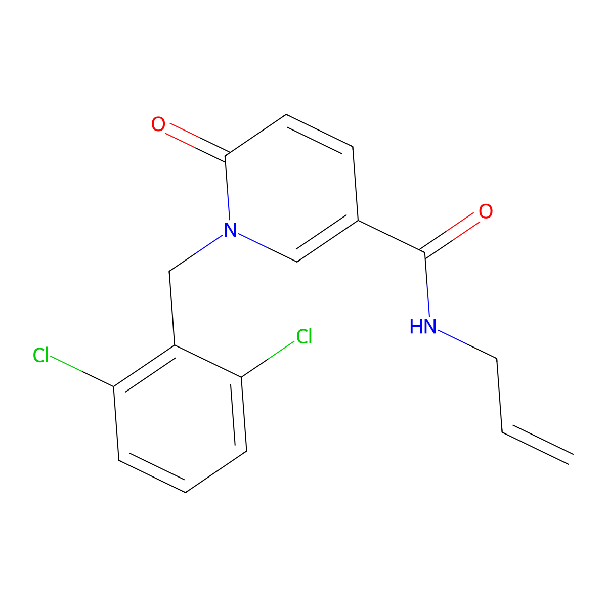 N-allyl-1-(2,6-dichlorobenzyl)-6-oxo-1,6-dihydro-3-pyridinecarboxamide molecular structure, CAS 339008-75-2