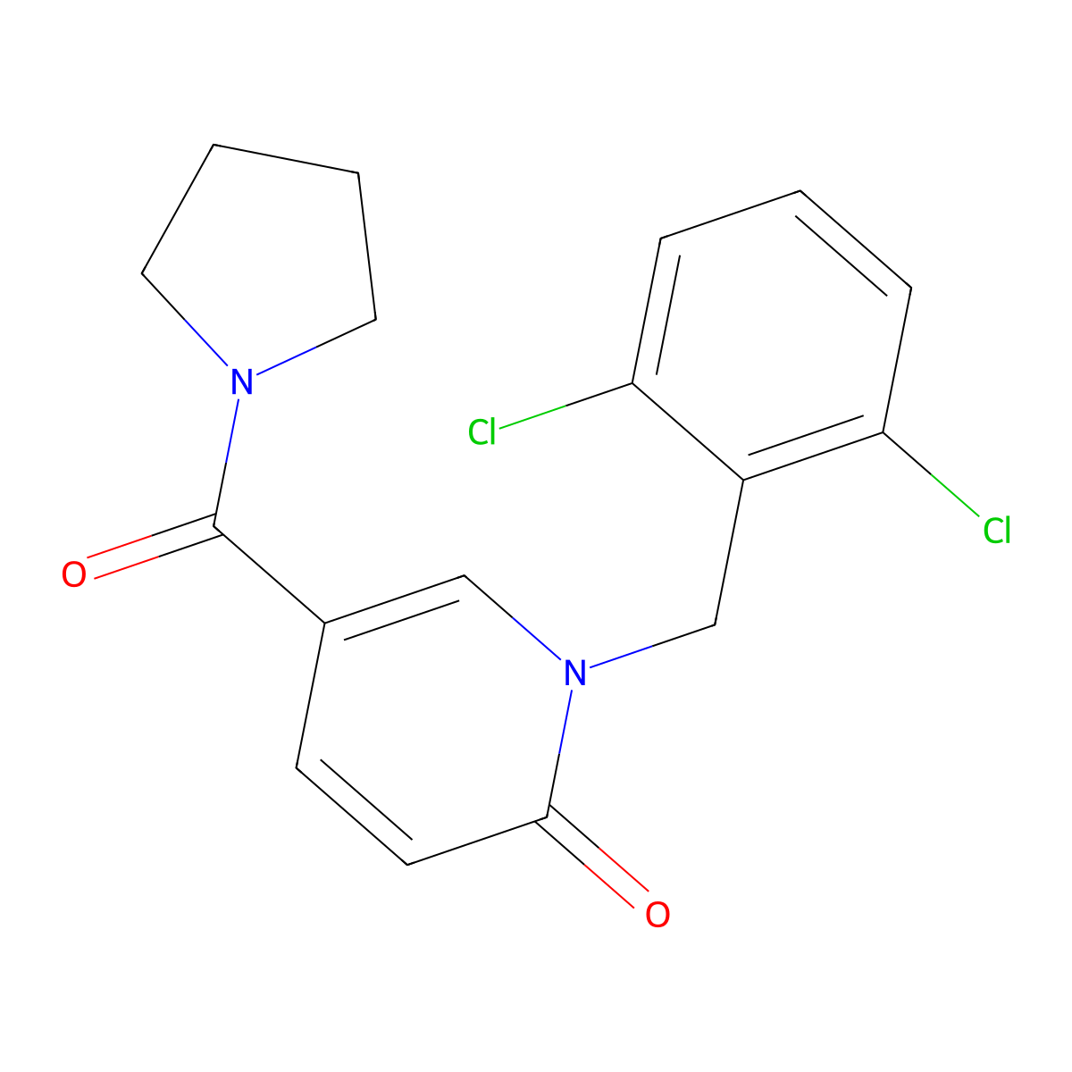 1-(2,6-dichlorobenzyl)-5-(1-pyrrolidinylcarbonyl)-2(1H)-pyridinone molecular structure, CAS 339008-76-3