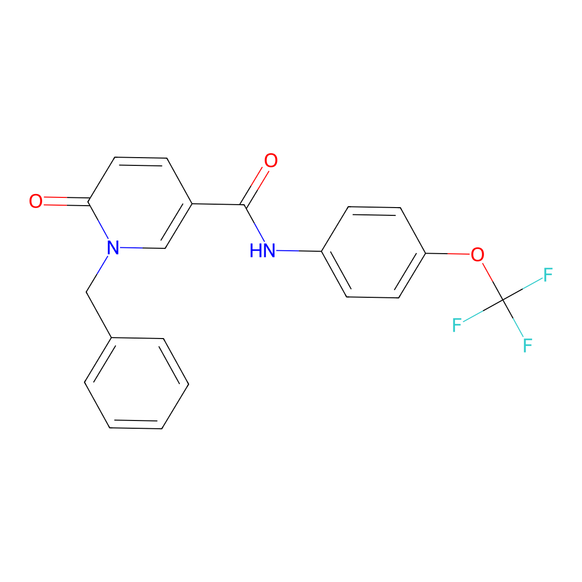 1-benzyl-6-oxo-N-[4-(trifluoromethoxy)phenyl]-1,6-dihydro-3-pyridinecarboxamide molecular structure, CAS 339008-78-5