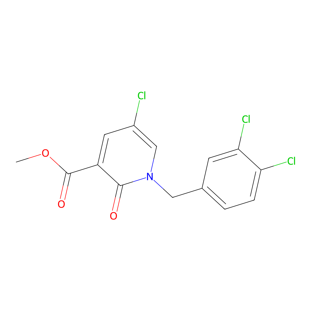 Methyl 5-chloro-1-[(3,4-dichlorophenyl)methyl]-2-oxopyridine-3-carboxylate molecular structure, CAS 339008-80-9