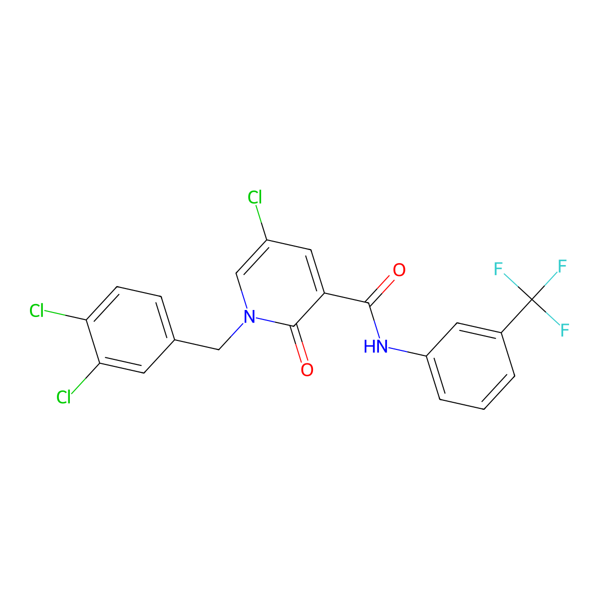 5-chloro-1-[(3,4-dichlorophenyl)methyl]-2-oxo-N-[3-(trifluoromethyl)phenyl]pyridine-3-carboxamide molecular structure, CAS 339008-87-6
