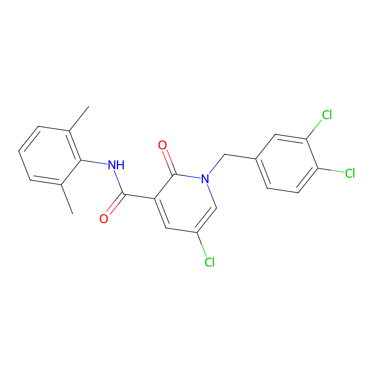 5-chloro-1-(3,4-dichlorobenzyl)-N-(2,6-dimethylphenyl)-2-oxo-1,2-dihydro-3-pyridinecarboxamide molecular structure, CAS 339008-88-7