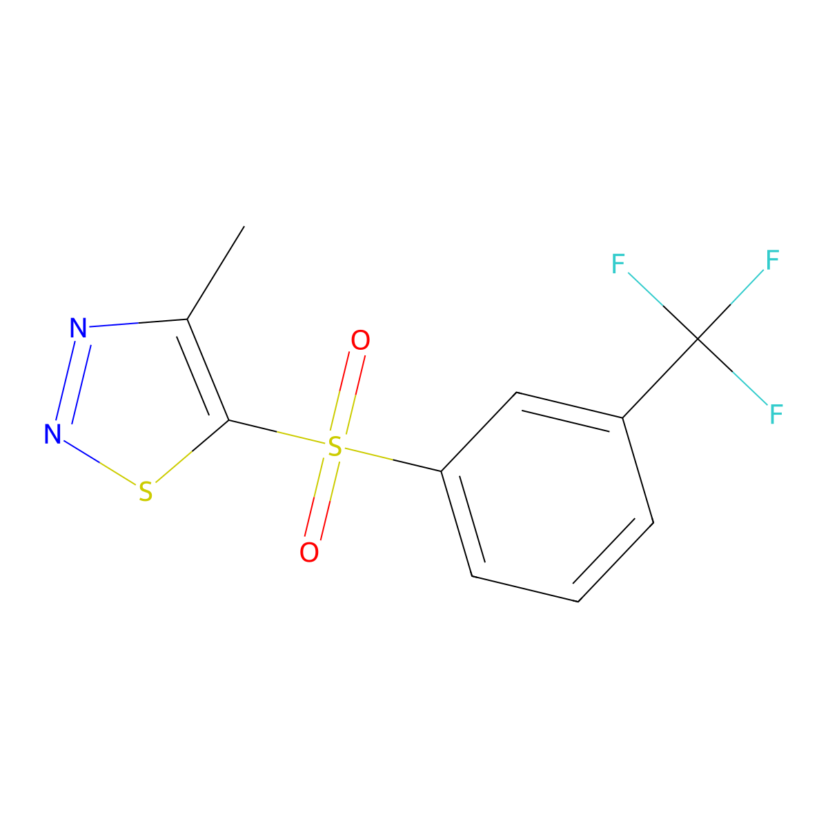 4-Methyl-5-{[3-(trifluoromethyl)phenyl]sulfonyl}-1,2,3-thiadiazole molecular structure, CAS 339008-89-8