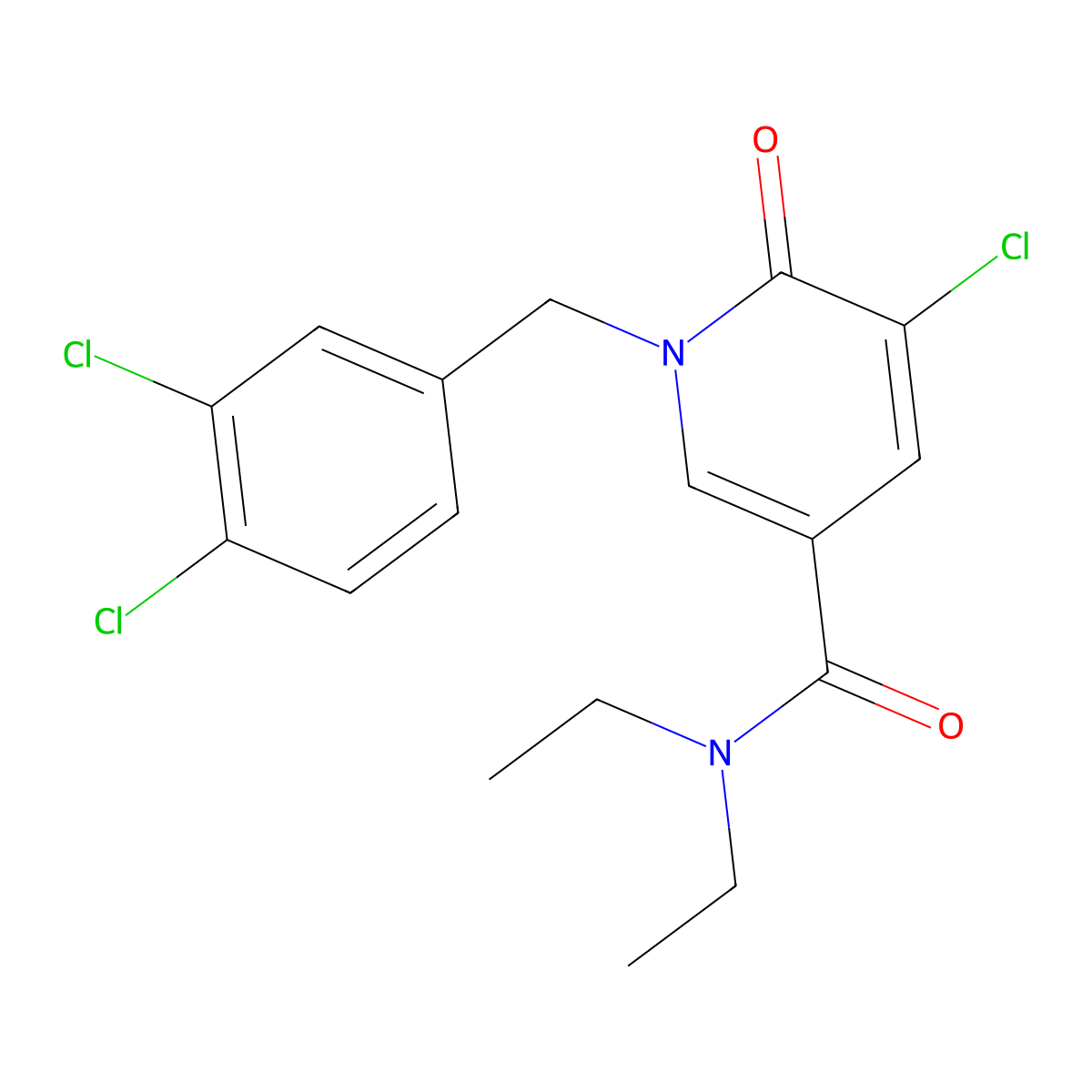 5-chloro-1-(3,4-dichlorobenzyl)-N,N-diethyl-6-oxo-1,6-dihydro-3-pyridinecarboxamide molecular structure, CAS 339008-99-0