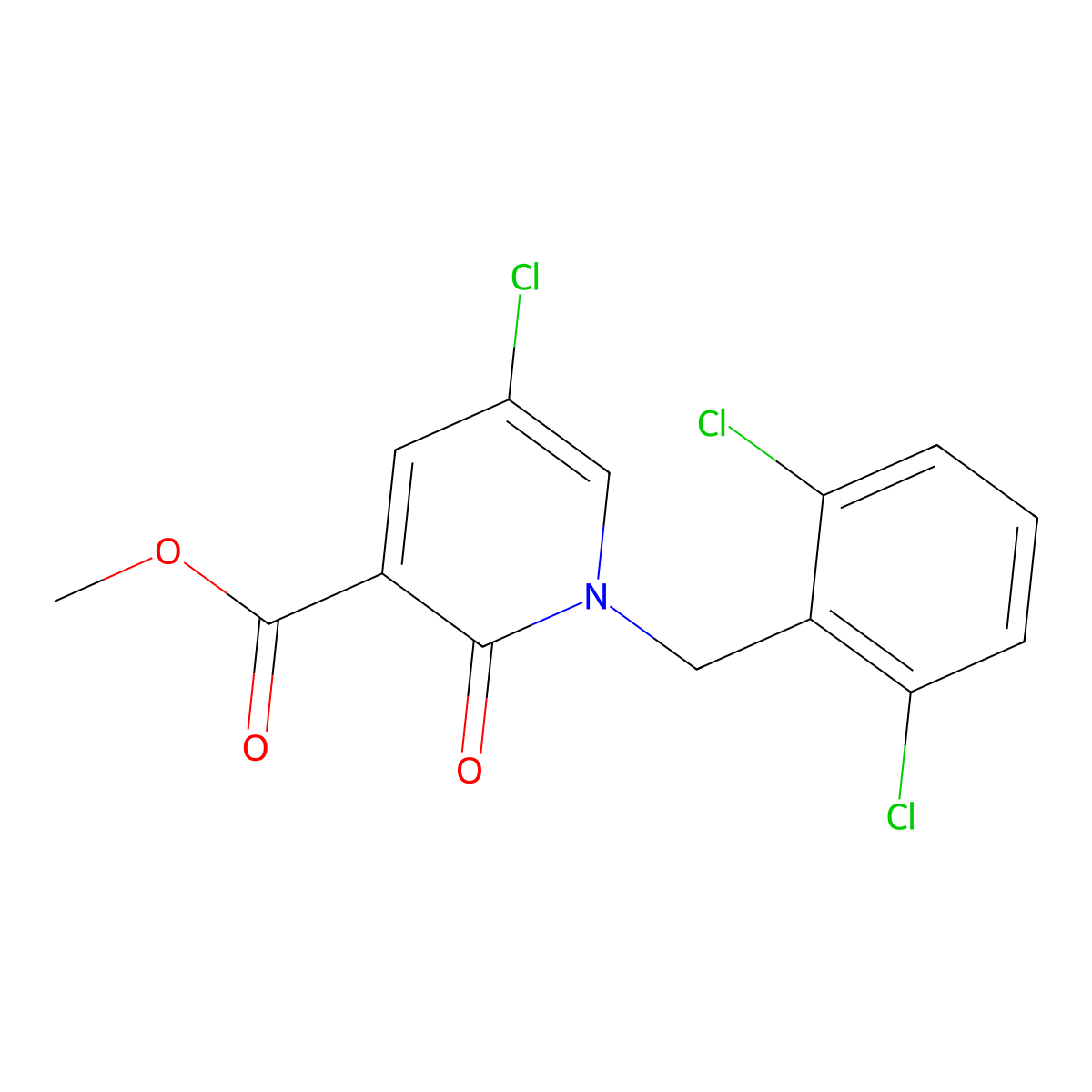 Methyl 5-chloro-1-(2,6-dichlorobenzyl)-2-oxo-1,2-dihydro-3-pyridinecarboxylate molecular structure, CAS 339009-01-7