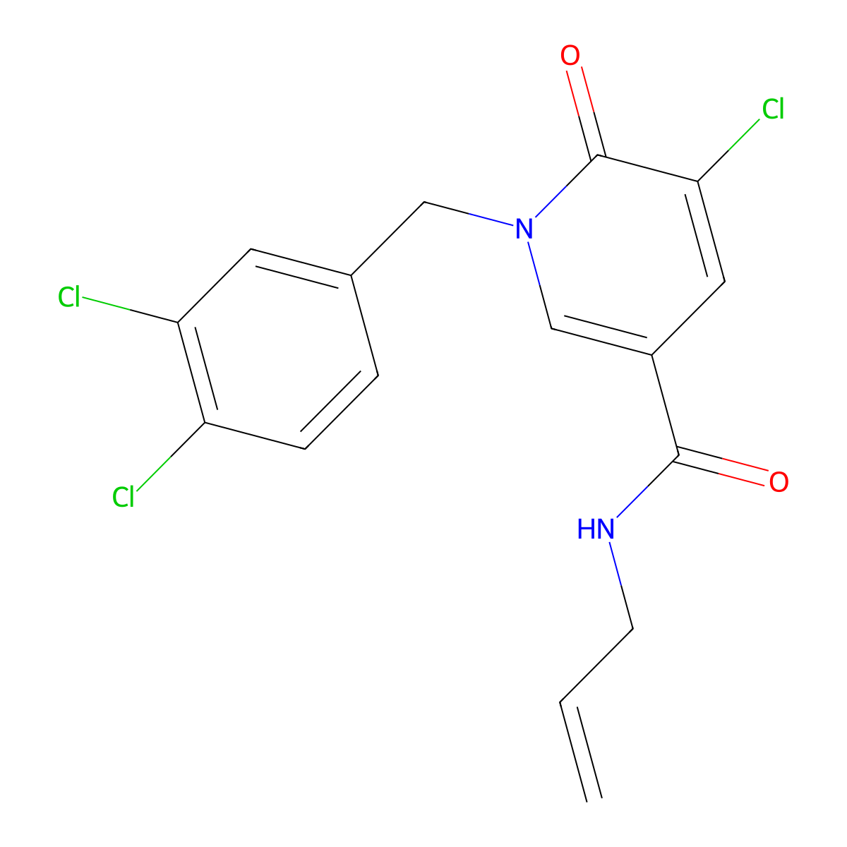 5-Chloro-1-((3,4-dichlorophenyl)methyl)-1,6-dihydro-6-oxo-N-2-propen-1-yl-3-pyridinecarboxamide molecular structure, CAS 339009-07-3
