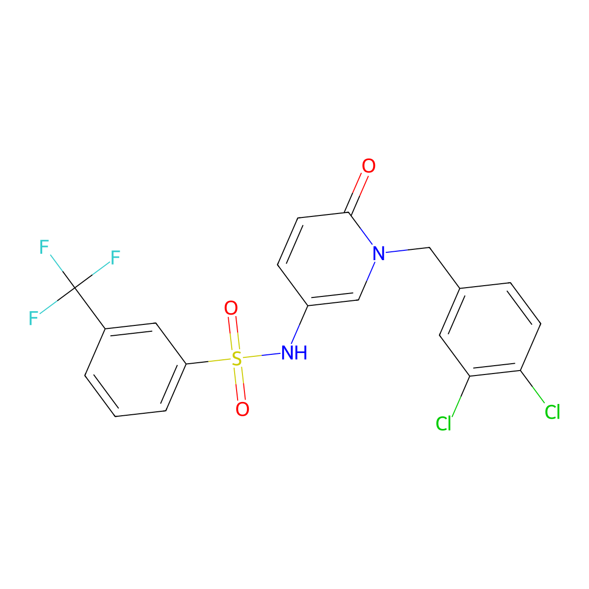 N-[1-(3,4-dichlorobenzyl)-6-oxo-1,6-dihydro-3-pyridinyl]-3-(trifluoromethyl)benzenesulfonamide molecular structure, CAS 339009-20-0