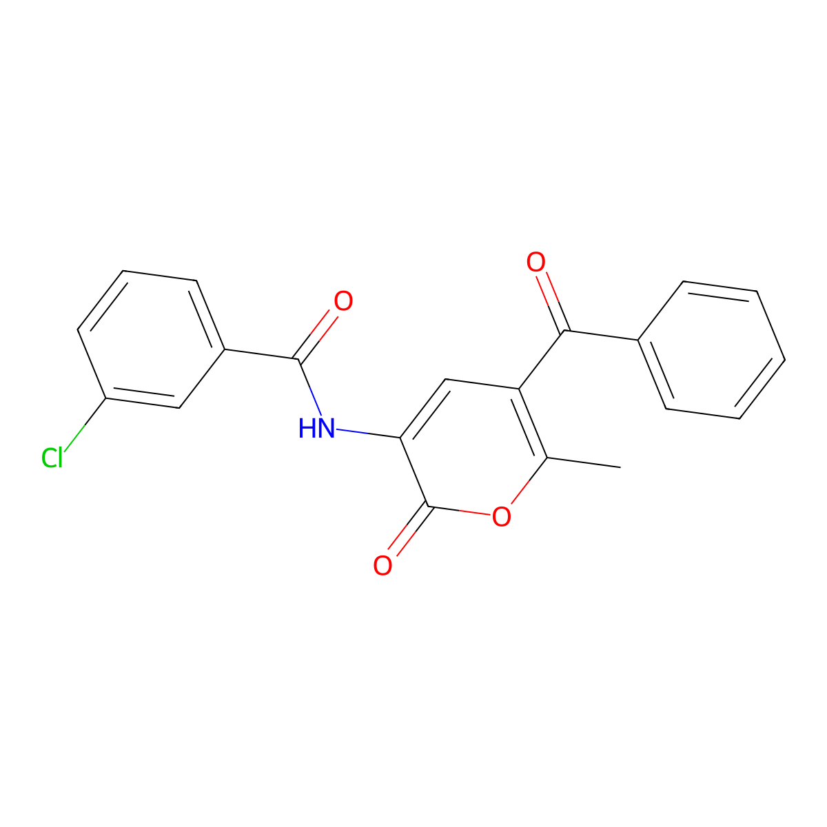N-(5-Benzoyl-6-methyl-2-oxo-2H-pyran-3-yl)-3-chlorobenzamide molecular structure, CAS 339009-29-9