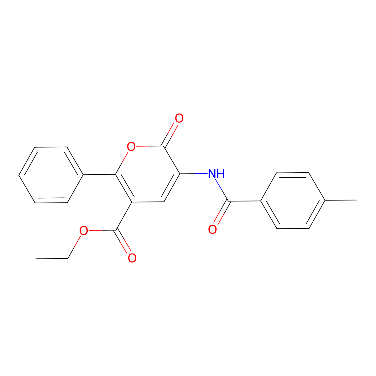 Ethyl 3-[(4-methylbenzoyl)amino]-2-oxo-6-phenyl-2H-pyran-5-carboxylate molecular structure, CAS 339009-32-4
