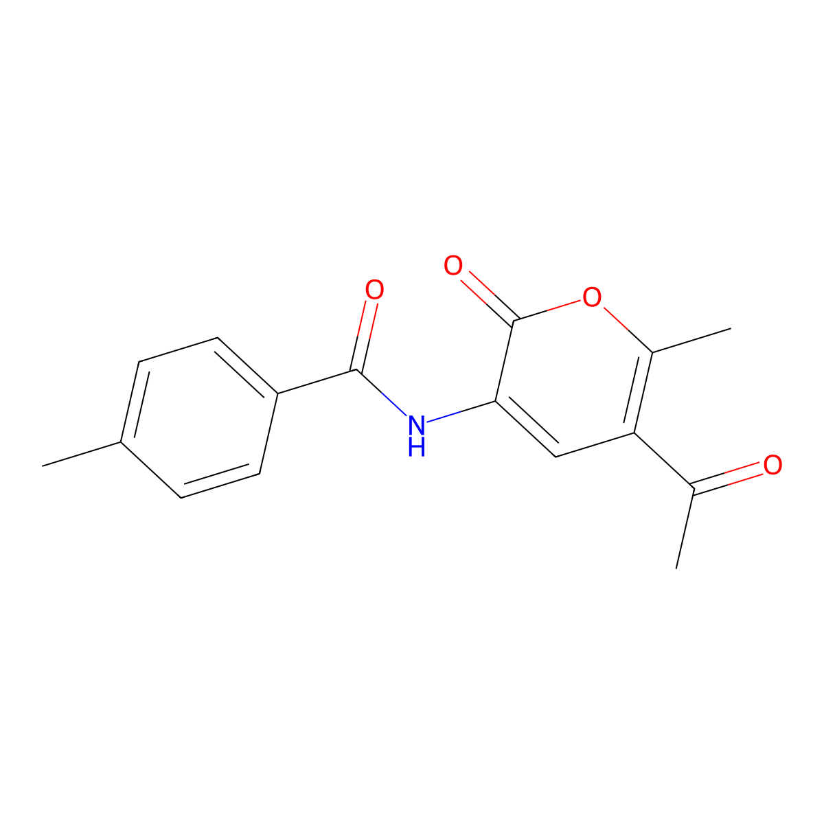 N-(5-acetyl-6-methyl-2-oxo-2H-pyran-3-yl)-4-methylbenzenecarboxamide molecular structure, CAS 339009-34-6