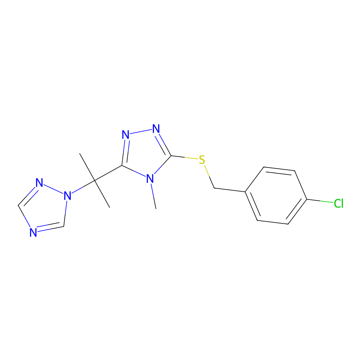 1-(1-{5-[(4-chlorobenzyl)sulfanyl]-4-methyl-4H-1,2,4-triazol-3-yl}-1-methylethyl)-1H-1,2,4-triazole molecular structure, CAS 339009-40-4