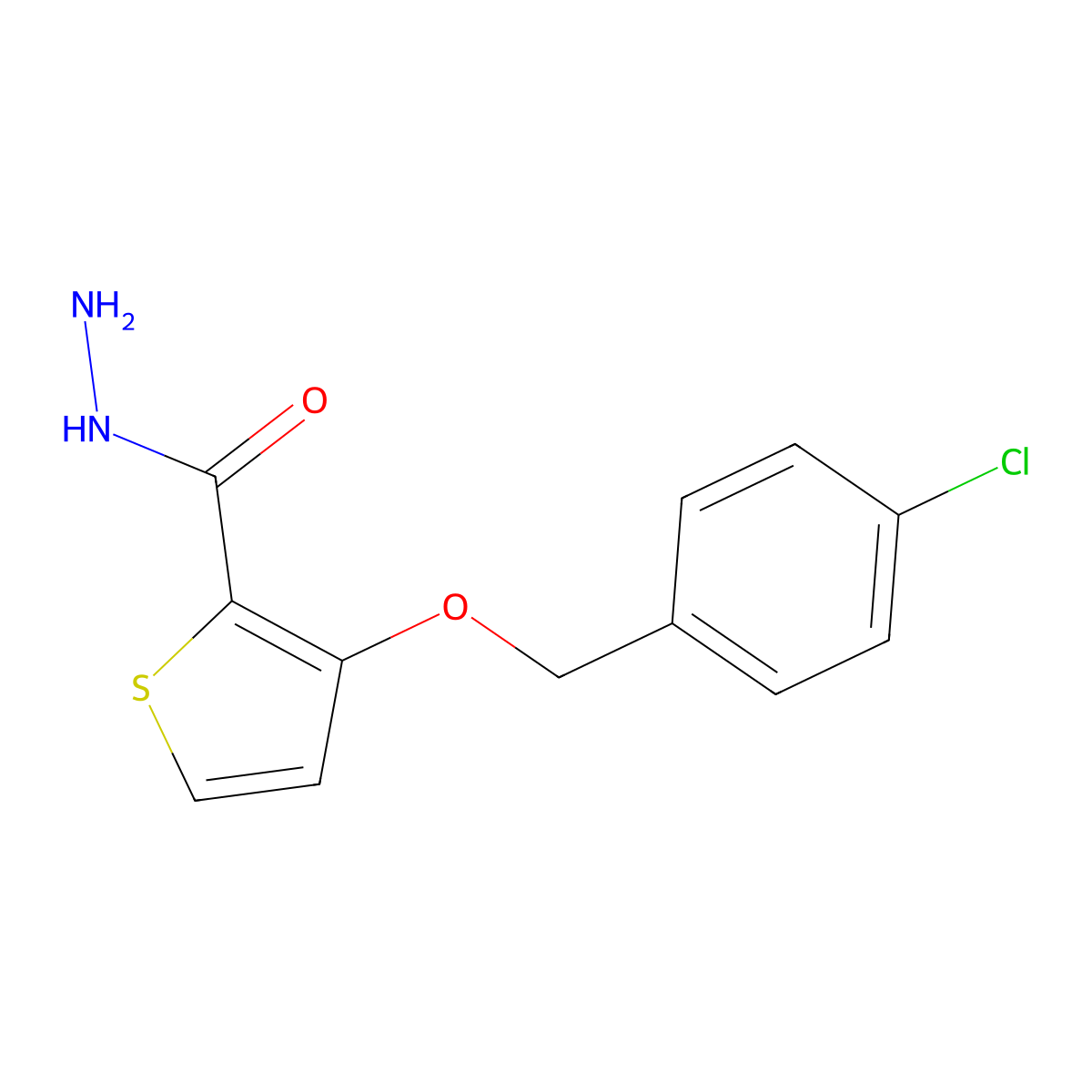 3-[(4-Chlorobenzyl)oxy]-2-thiophenecarbohydrazide molecular structure, CAS 339009-44-8