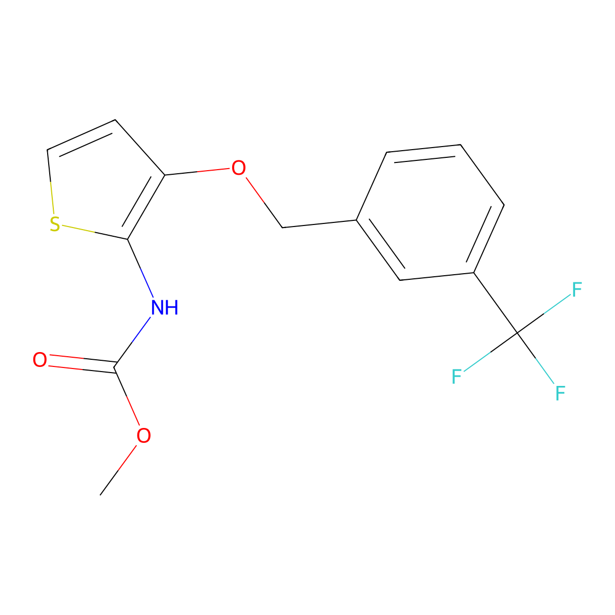 methyl N-(3-{[3-(trifluoromethyl)benzyl]oxy}-2-thienyl)carbamate molecular structure, CAS 339009-54-0