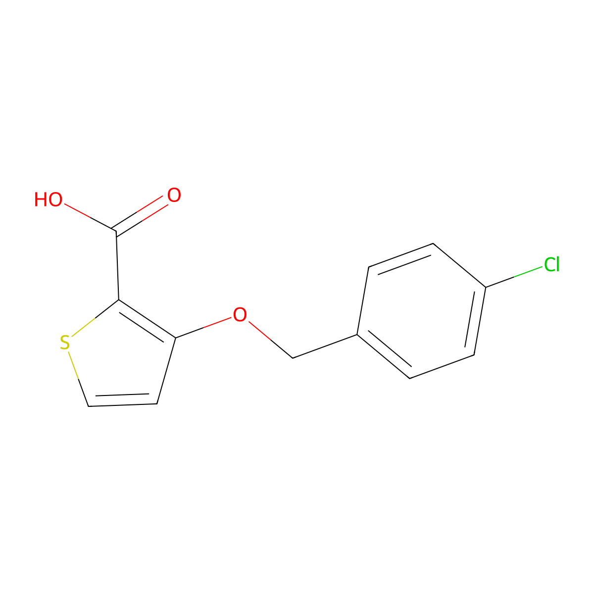 3-[(4-Chlorobenzyl)oxy]-2-thiophenecarboxylic acid molecular structure, CAS 339009-58-4