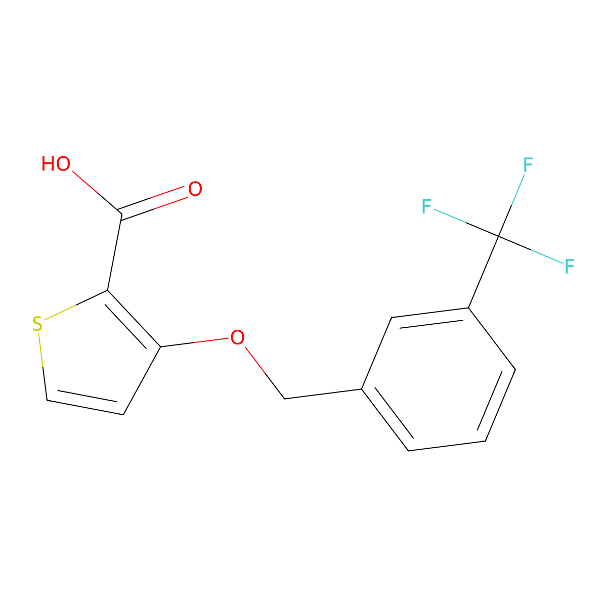 3-{[3-(Trifluoromethyl)benzyl]oxy}-2-thiophenecarboxylic acid molecular structure, CAS 339009-59-5