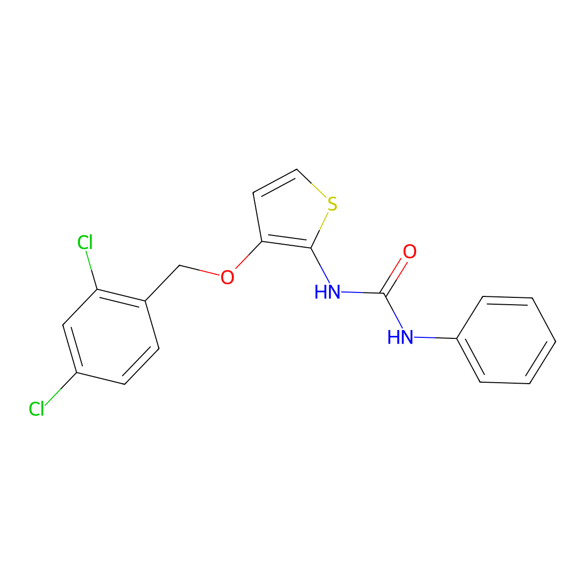 N-{3-[(2,4-dichlorobenzyl)oxy]-2-thienyl}-N'-phenylurea molecular structure, CAS 339009-61-9