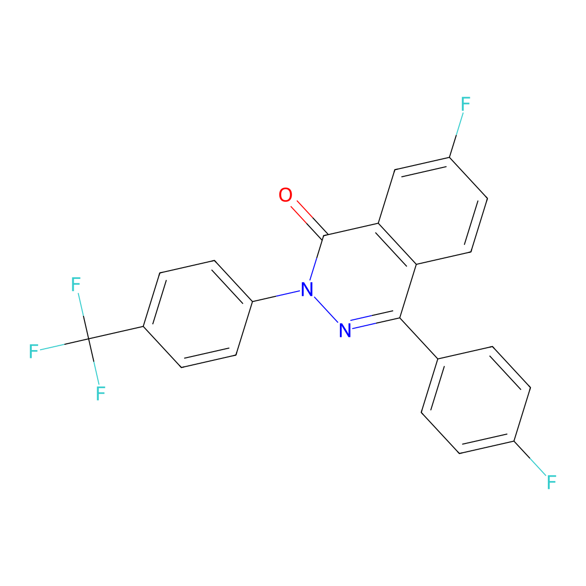 7-fluoro-4-(4-fluorophenyl)-2-[4-(trifluoromethyl)phenyl]-1(2H)-phthalazinone molecular structure, CAS 339009-72-2