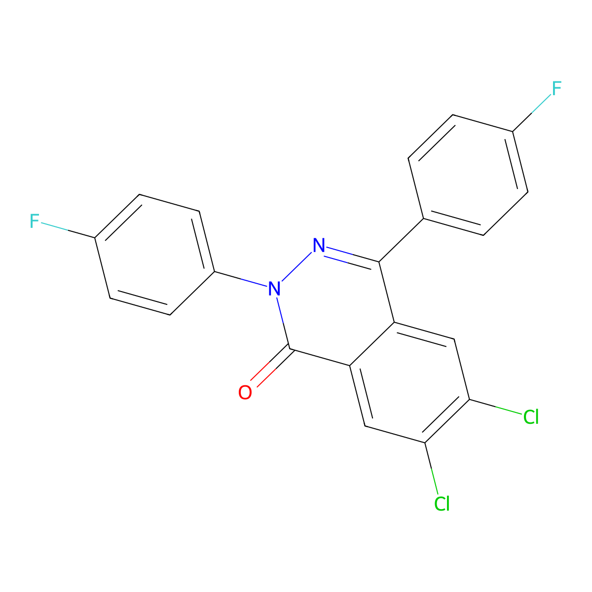 6,7-Dichloro-2,4-bis(4-fluorophenyl)phthalazin-1-one molecular structure, CAS 339009-77-7