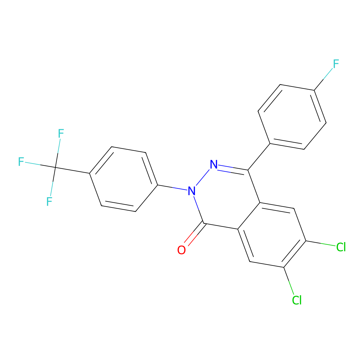 6,7-Dichloro-4-(4-fluorophenyl)-2-[4-(trifluoromethyl)phenyl]phthalazin-1-one molecular structure, CAS 339009-80-2