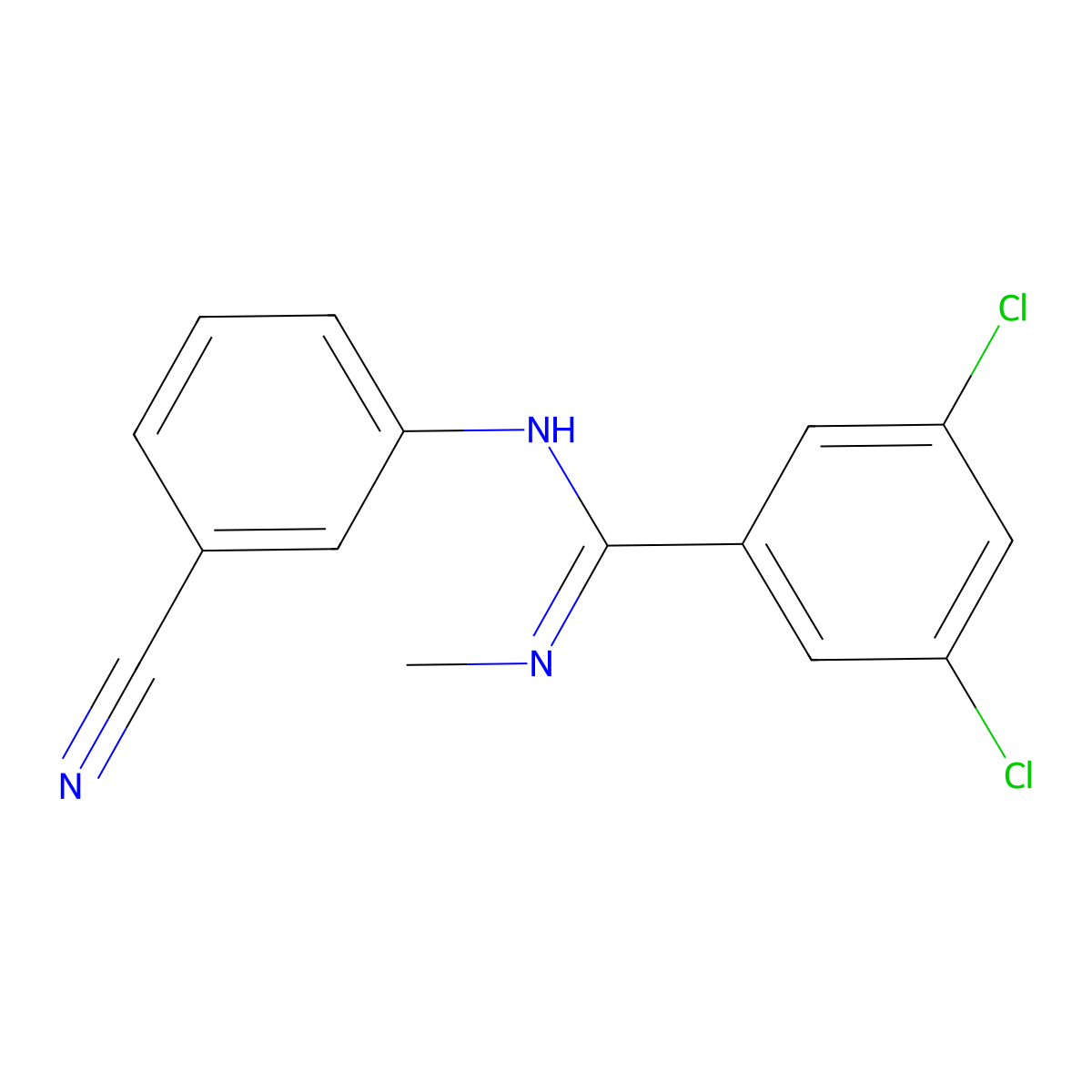 3,5-dichloro-N-(3-cyanophenyl)-N'-methylbenzenecarboximidamide molecular structure, CAS 339009-86-8