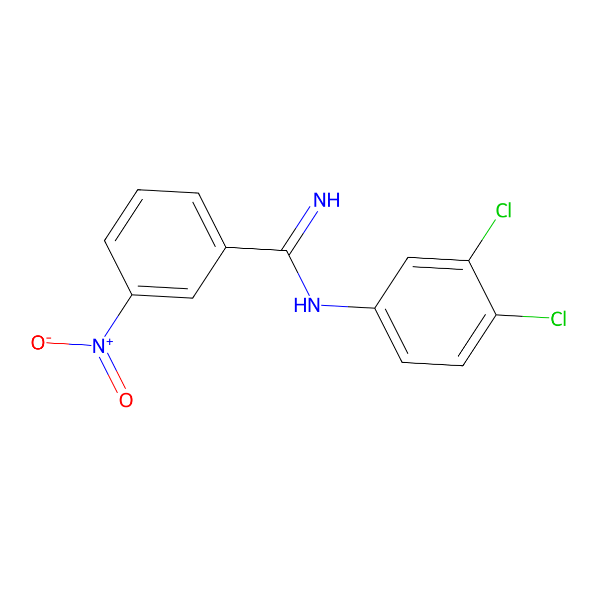 N-(3,4-dichlorophenyl)-3-nitrobenzenecarboximidamide molecular structure, CAS 339009-87-9