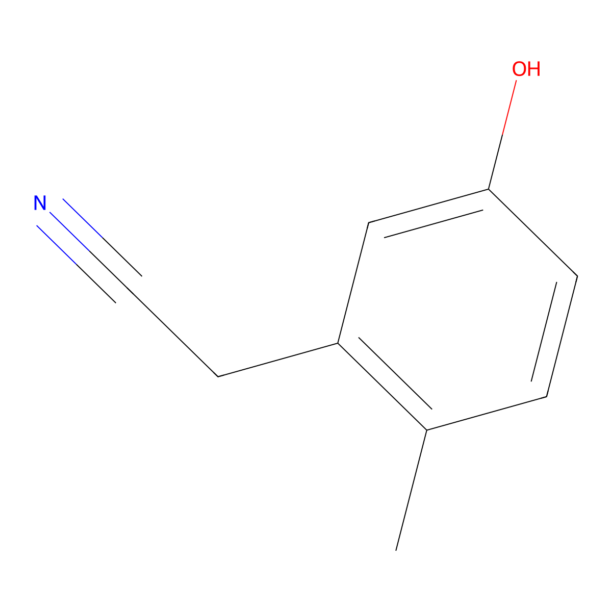 5-Hydroxy-2-methylbenzeneacetonitrile molecular structure, CAS 33901-22-3