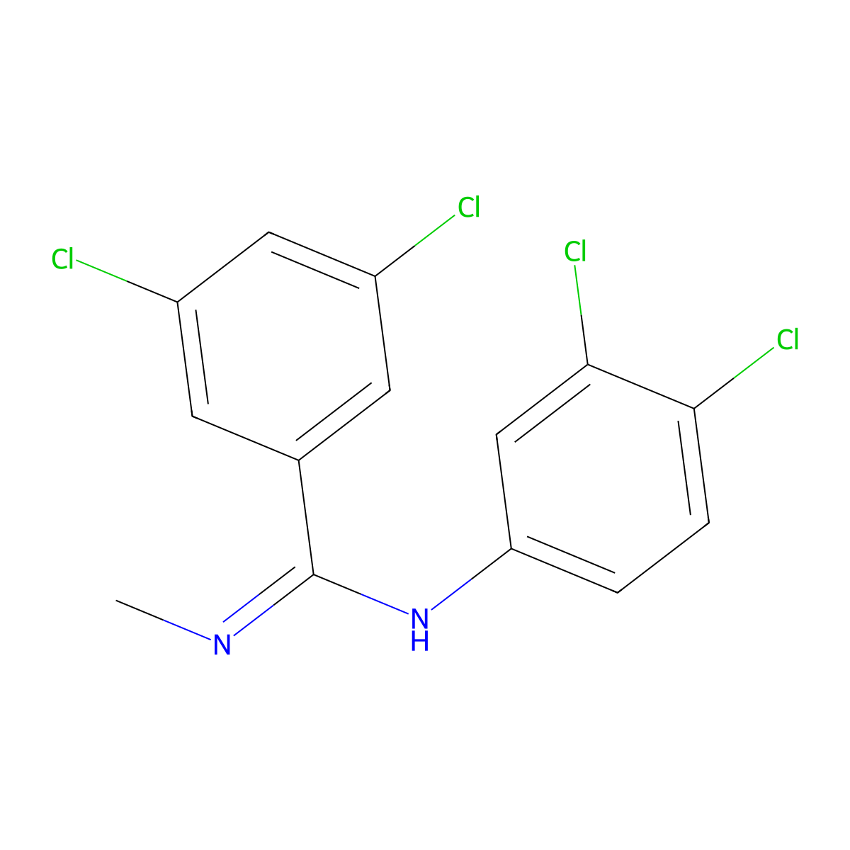3,5-dichloro-N-(3,4-dichlorophenyl)-N'-methylbenzenecarboximidamide molecular structure, CAS 339010-01-4