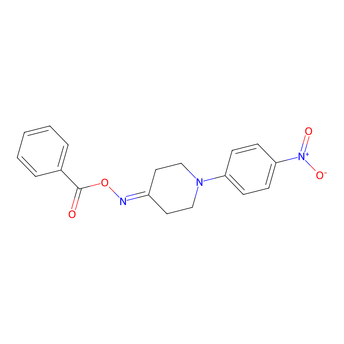 Benzoic acid [[1-(4-nitrophenyl)-4-piperidinylidene]amino] ester molecular structure, CAS 339010-16-1