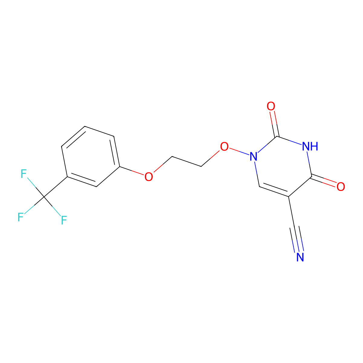 2,4-Dioxo-1-[2-[3-(trifluoromethyl)phenoxy]ethoxy]pyrimidine-5-carbonitrile molecular structure, CAS 339010-24-1