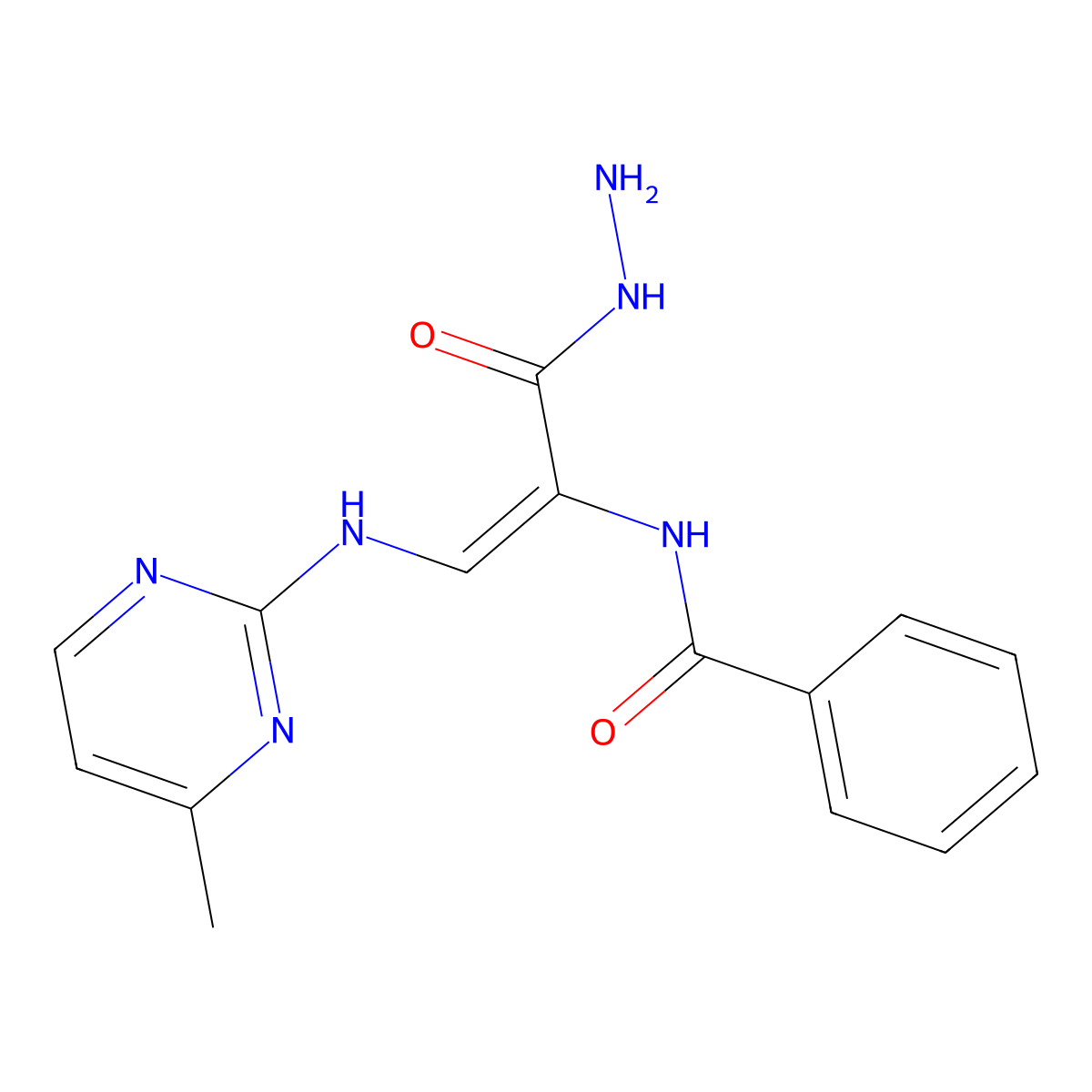 N-{1-(hydrazinocarbonyl)-2-[(4-methyl-2-pyrimidinyl)amino]vinyl}benzenecarboxamide molecular structure, CAS 339010-33-2