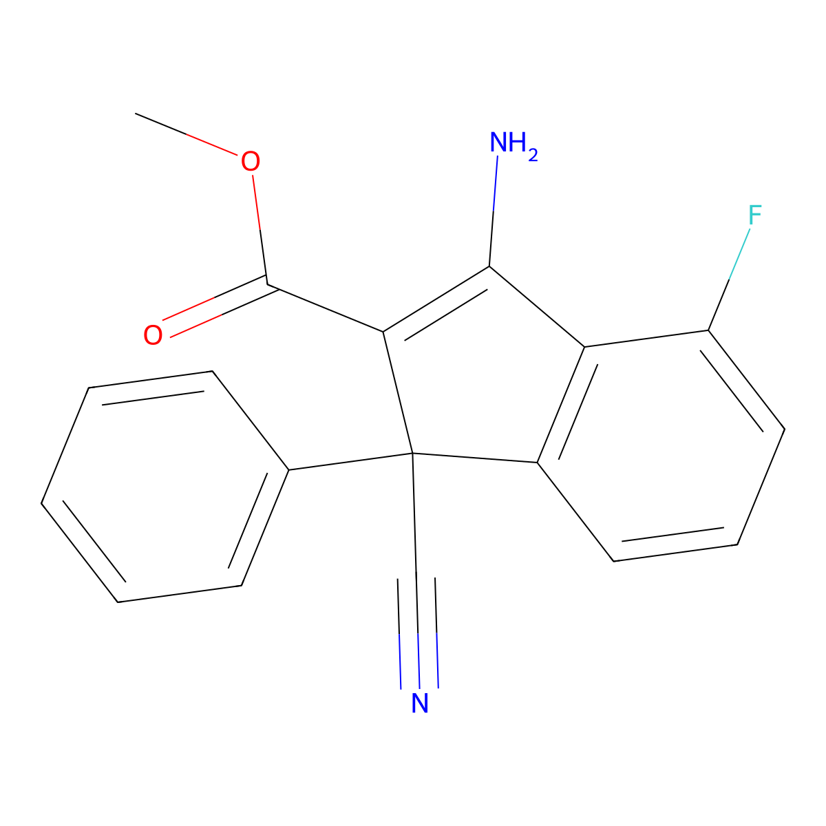 methyl 3-amino-1-cyano-4-fluoro-1-phenyl-1H-indene-2-carboxylate molecular structure, CAS 339010-38-7