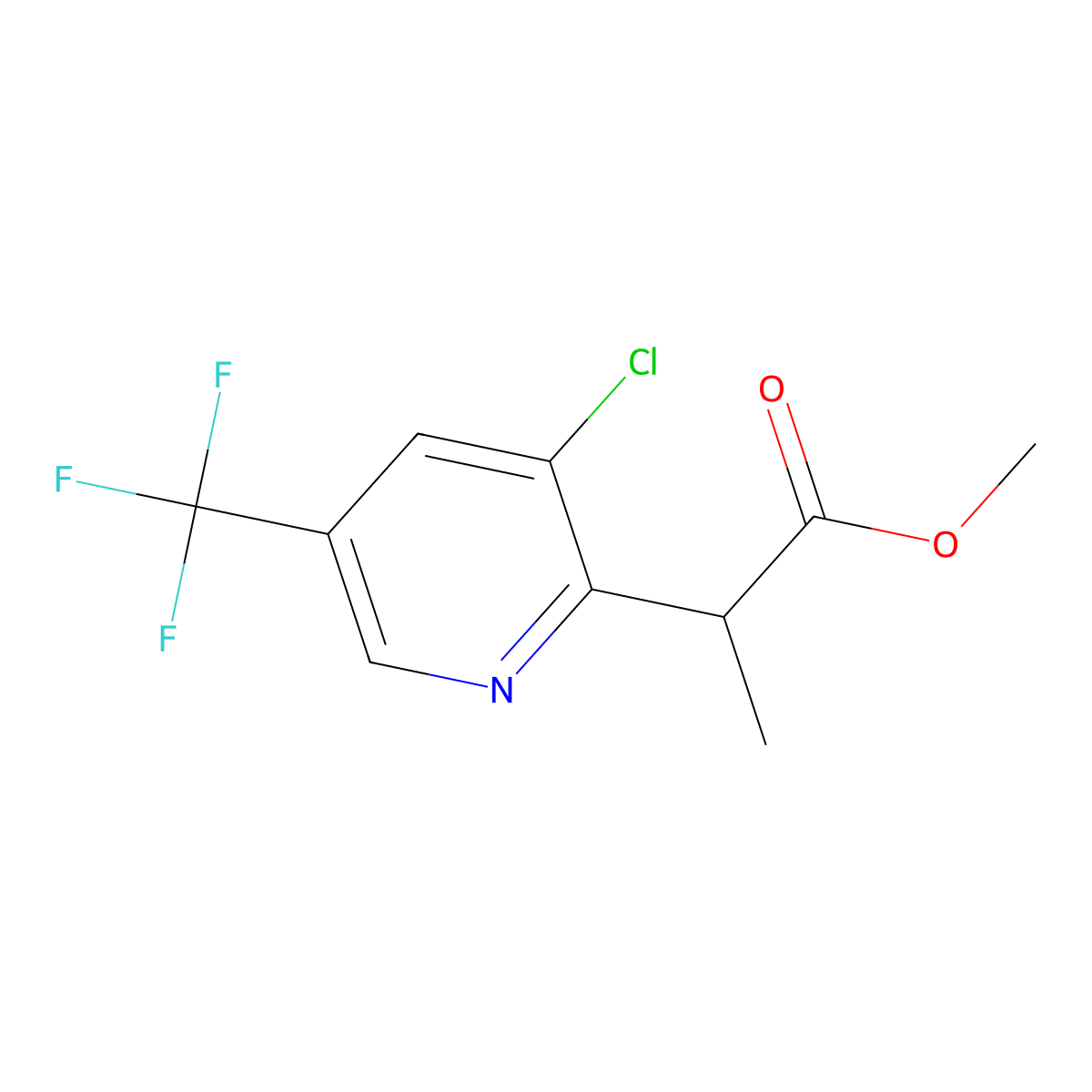 Methyl 2-[3-chloro-5-(trifluoromethyl)pyridin-2-yl]propanoate molecular structure, CAS 339010-43-4