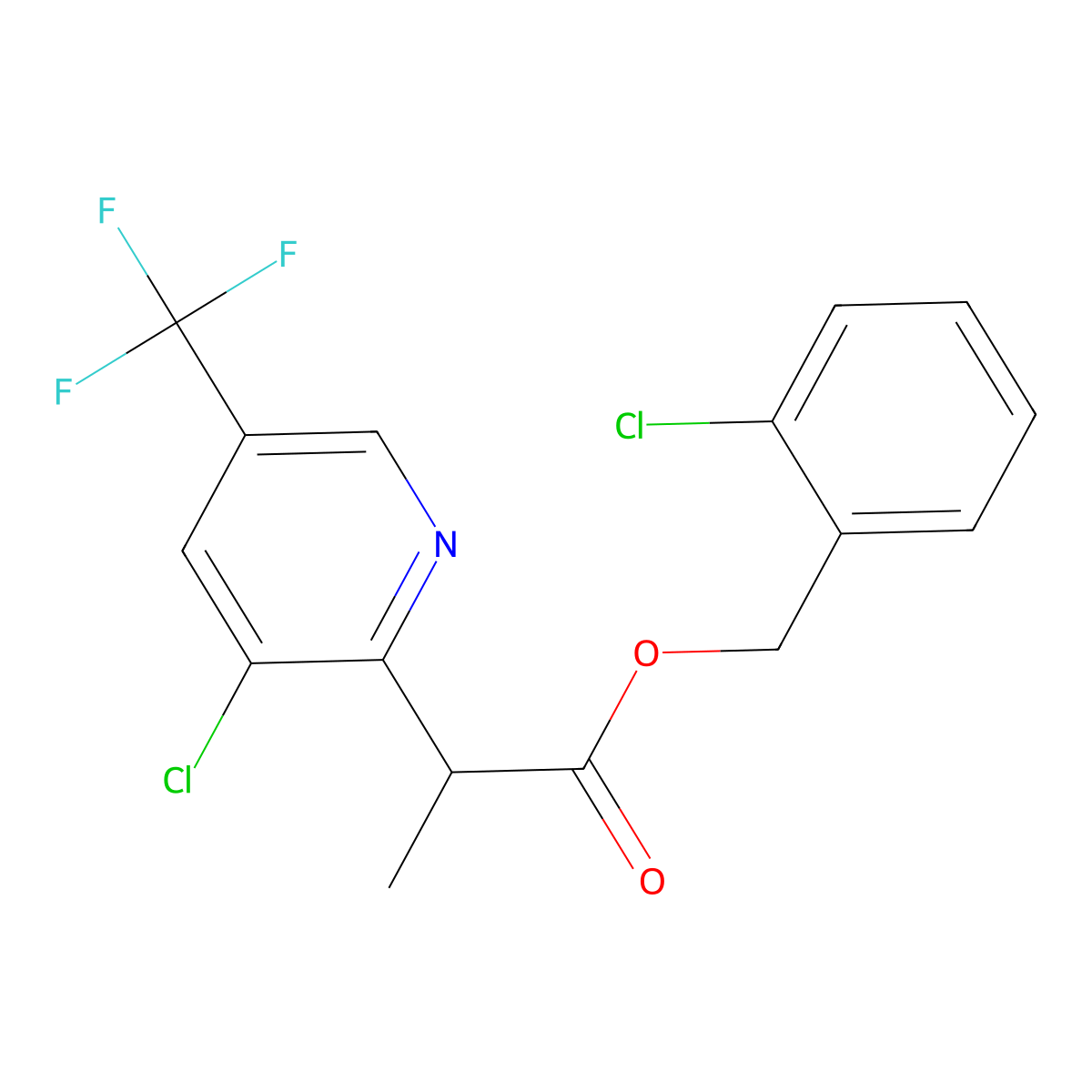 (2-Chlorophenyl)methyl 2-[3-chloro-5-(trifluoromethyl)pyridin-2-yl]propanoate molecular structure, CAS 339010-48-9
