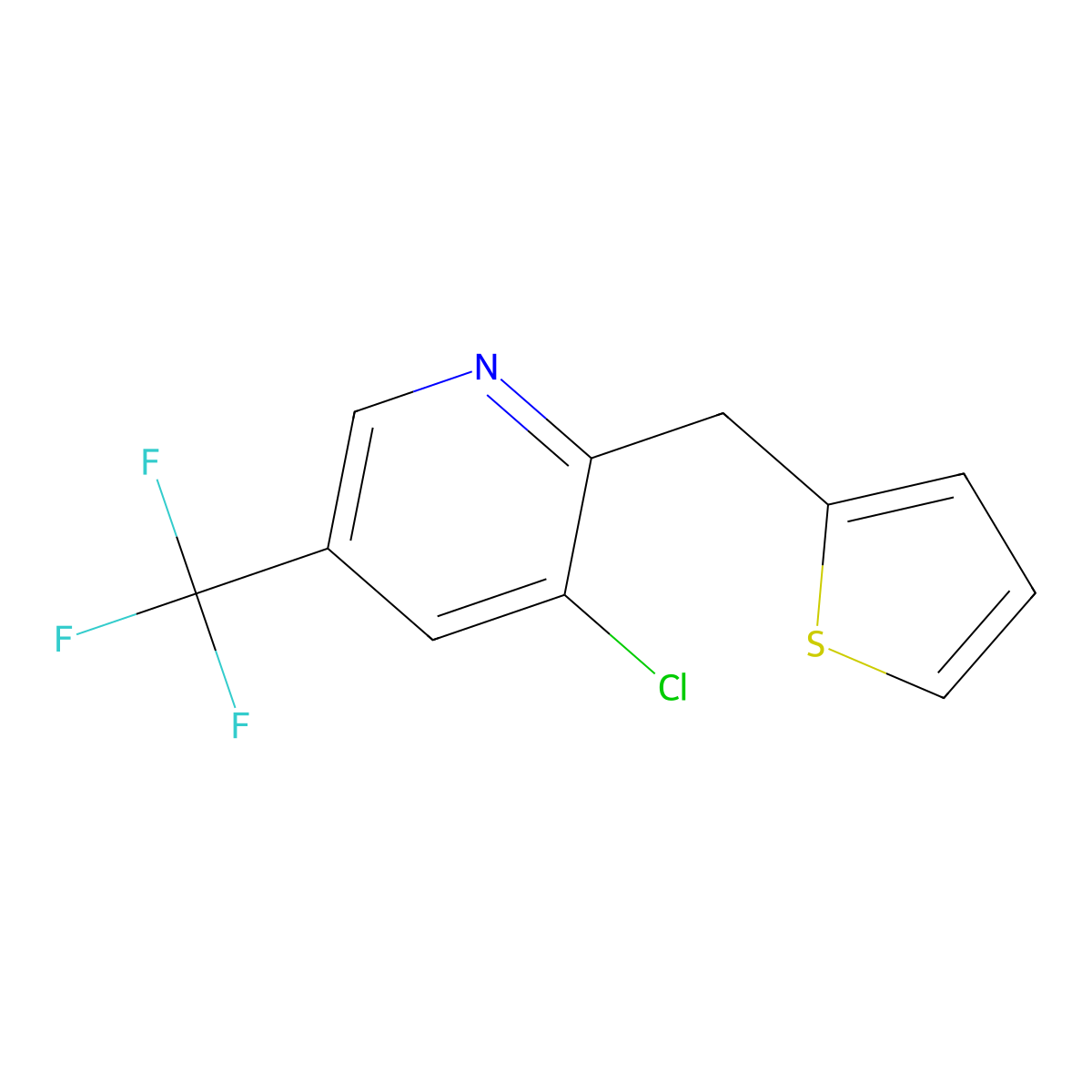 3-Chloro-2-(2-thienylmethyl)-5-(trifluoromethyl)pyridine molecular structure, CAS 339010-51-4