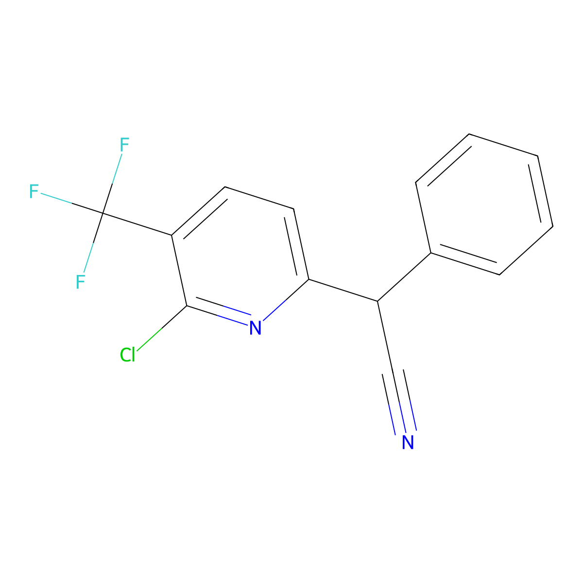 2-[6-Chloro-5-(trifluoromethyl)pyridin-2-yl]-2-phenylacetonitrile molecular structure, CAS 339010-55-8