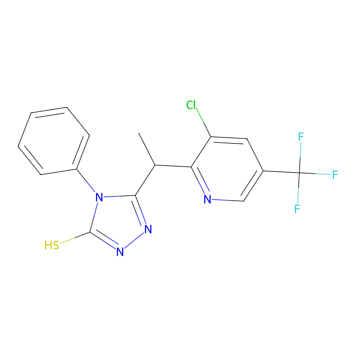 5-{1-[3-chloro-5-(trifluoromethyl)-2-pyridinyl]ethyl}-4-phenyl-4H-1,2,4-triazole-3-thiol molecular structure, CAS 339010-57-0
