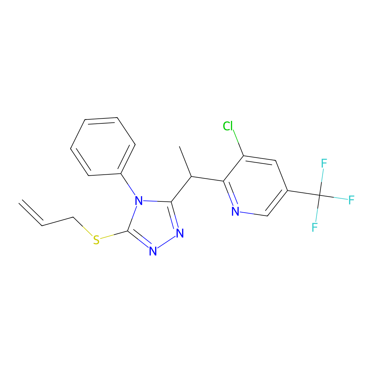2-(1-(5-(Allylsulfanyl)-4-phenyl-4H-1,2,4-triazol-3-yl)ethyl)-3-chloro-5-(trifluoromethyl)pyridine molecular structure, CAS 339010-61-6