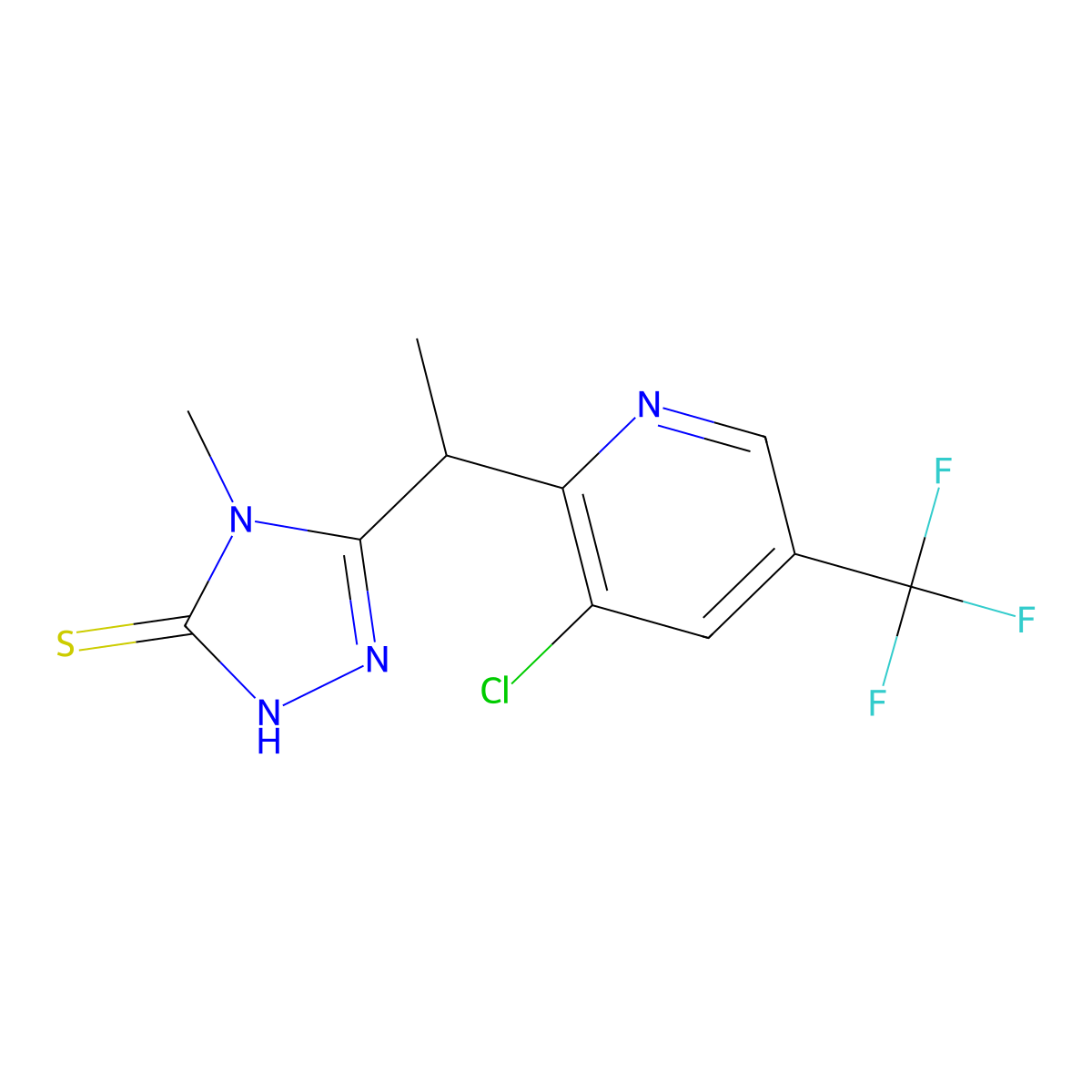5-(1-(3-Chloro-5-(trifluoromethyl)-2-pyridinyl)ethyl)-4-methyl-4H-1,2,4-triazole-3-thiol molecular structure, CAS 339010-63-8