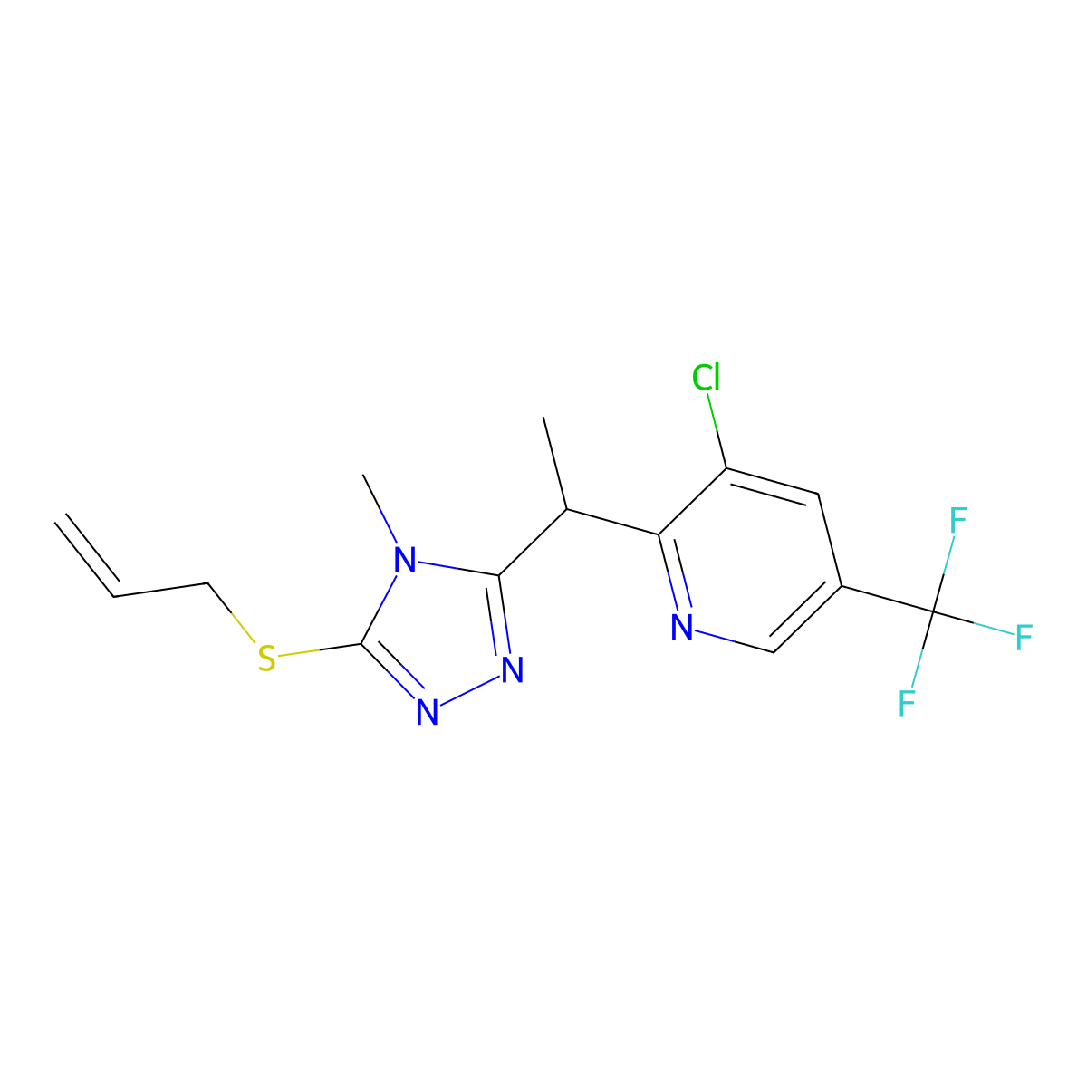 2-(1-(5-(Allylsulfanyl)-4-methyl-4H-1,2,4-triazol-3-yl)ethyl)-3-chloro-5-(trifluoromethyl)pyridine molecular structure, CAS 339010-65-0
