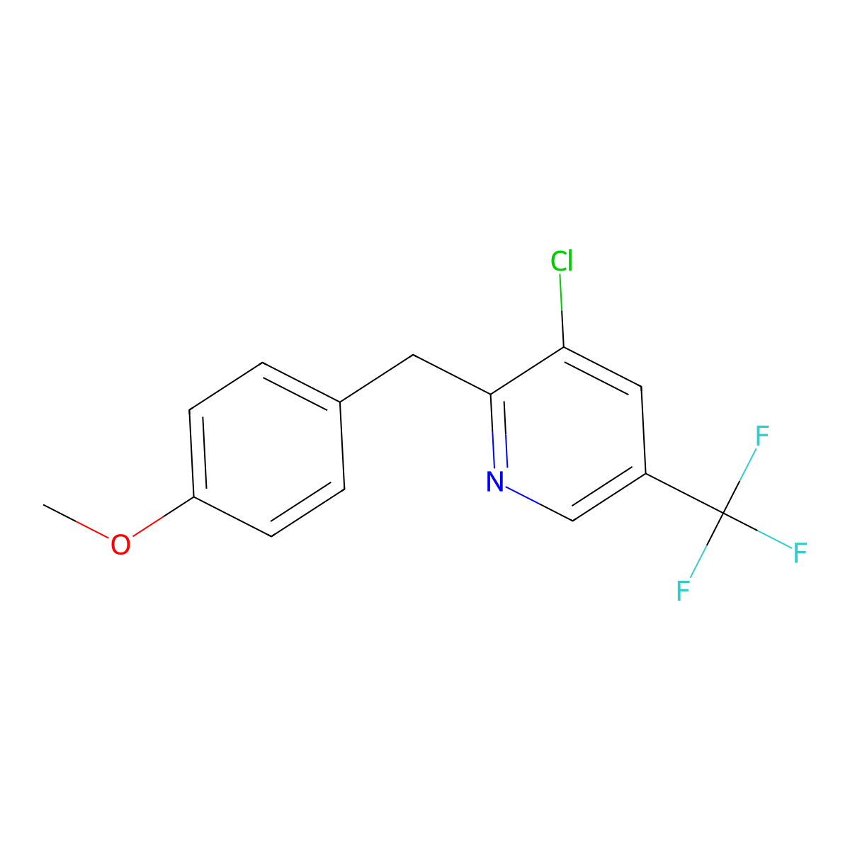 3-Chloro-2-[(4-methoxyphenyl)methyl]-5-(trifluoromethyl)pyridine molecular structure, CAS 339010-70-7
