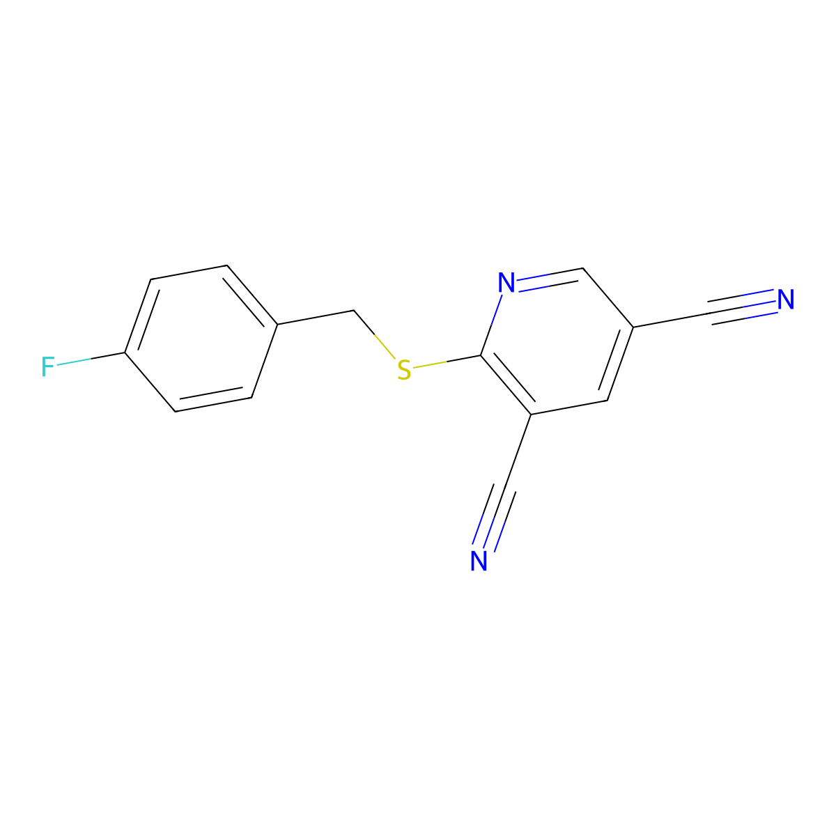 2-[(4-Fluorobenzyl)sulfanyl]-3,5-pyridinedicarbonitrile molecular structure, CAS 339010-75-2