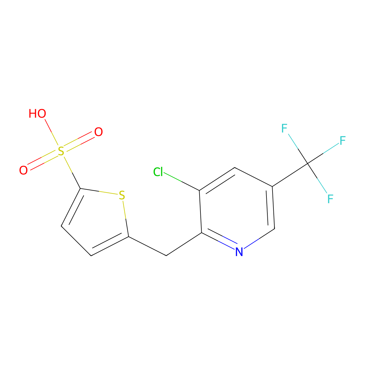 5-{[3-Chloro-5-(trifluoromethyl)-2-pyridinyl]methyl}-2-thiophenesulfonic acid molecular structure, CAS 339010-79-6