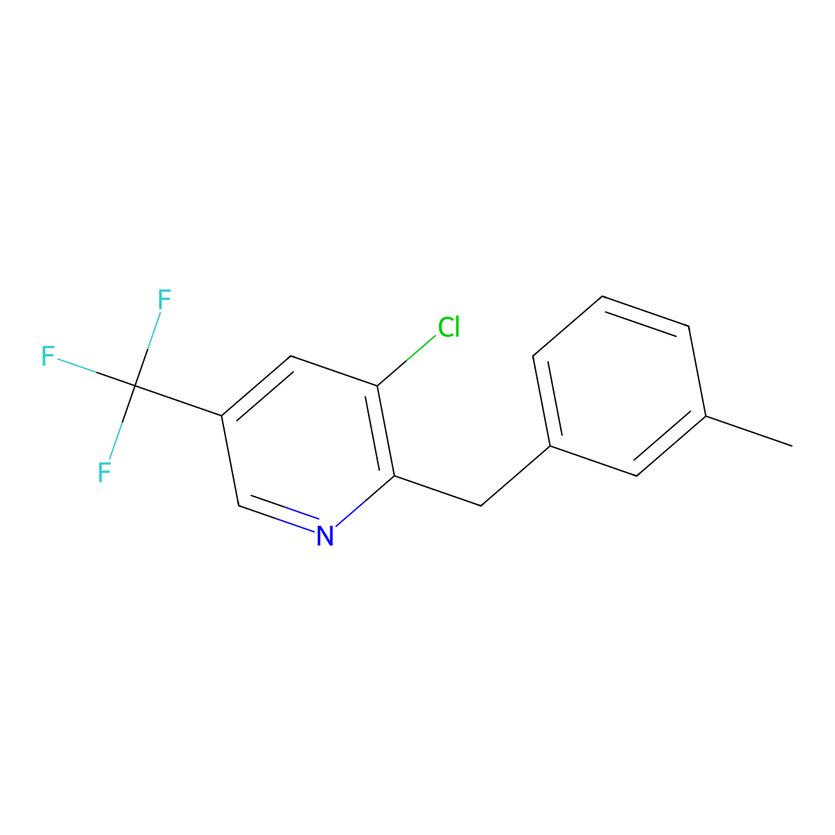 3-Chloro-2-[(3-methylphenyl)methyl]-5-(trifluoromethyl)pyridine molecular structure, CAS 339010-81-0