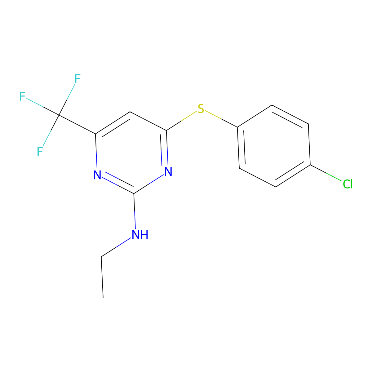 N-[4-[(4-chlorophenyl)sulfanyl]-6-(trifluoromethyl)-2-pyrimidinyl]-N-ethylamine molecular structure, CAS 339010-87-6