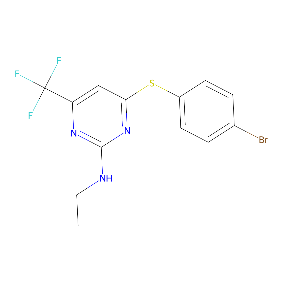 N-[4-[(4-bromophenyl)sulfanyl]-6-(trifluoromethyl)-2-pyrimidinyl]-N-ethylamine molecular structure, CAS 339010-88-7