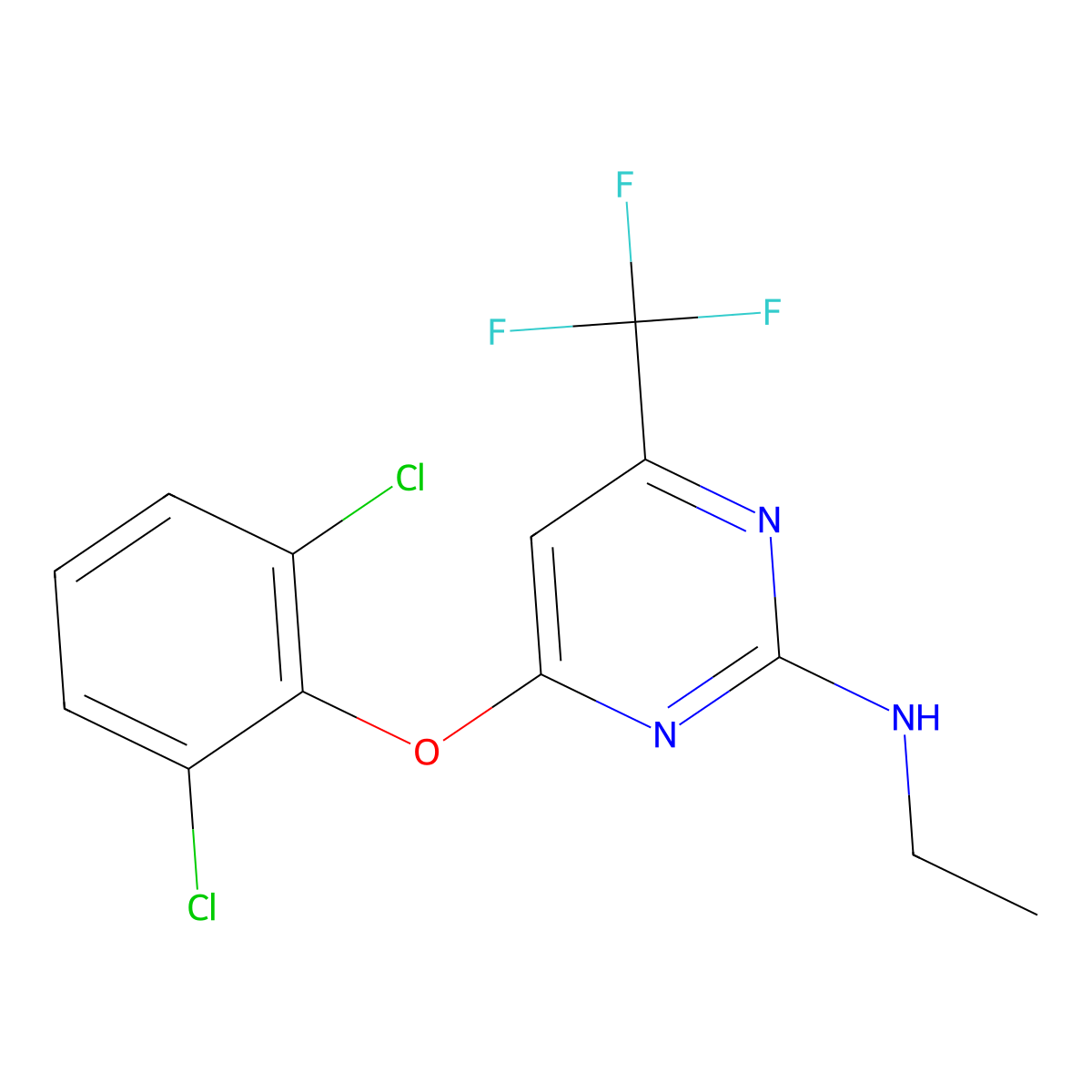 4-(2,6-dichlorophenoxy)-N-ethyl-6-(trifluoromethyl)pyrimidin-2-amine molecular structure, CAS 339011-01-7