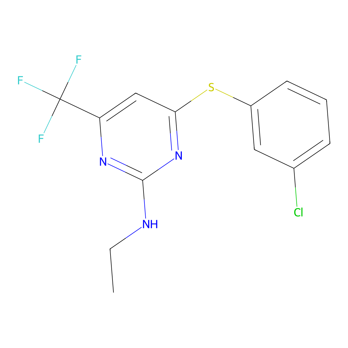 N-[4-[(3-chlorophenyl)sulfanyl]-6-(trifluoromethyl)-2-pyrimidinyl]-N-ethylamine molecular structure, CAS 339011-03-9